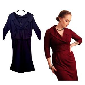 Trashy Diva Mansfield Blk Ponte Knit Wide Collar Dress SZ 16 Vintage, Glam, LBD